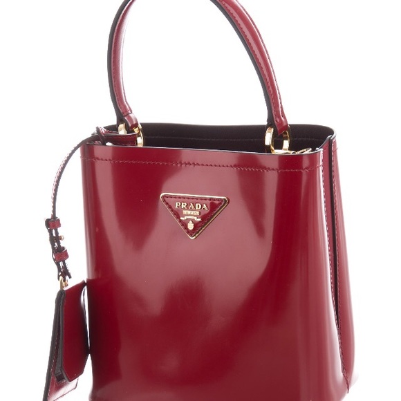 SOLD NEW Prada Small Red Panier Bucket Bag SOLD Patent Leather SOLD - Picture 9 of 9